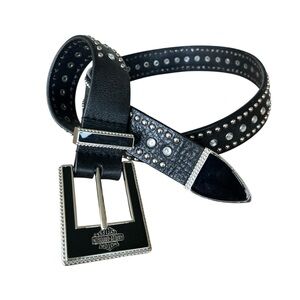 HARLEY DAVIDSON Leather Belt with Rhinestones and Studs size XS